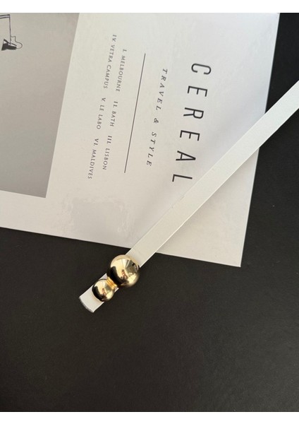 Gold Toka Detaylı Ince Kadın Kemer