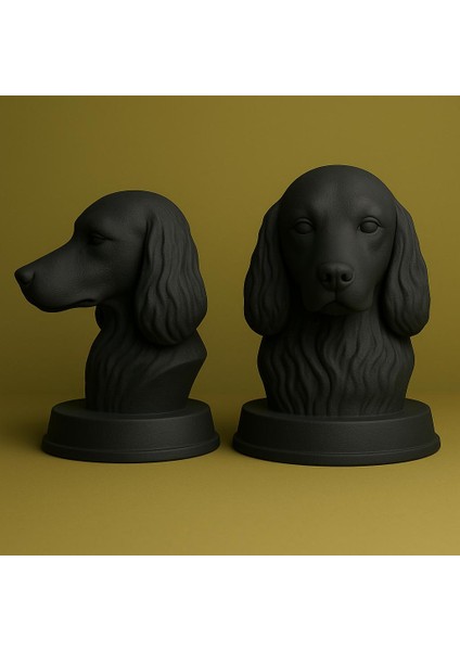 Siyah Irish Setter (Irlanda Seteri) Köpek Büstü -Dekoratif Heykel