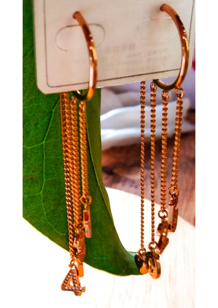 Bronz Renk Sallantılı Figürlü Lüks Abiye Küpe