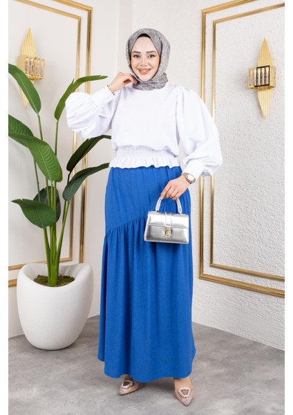 Beli Lastikli Büzgülü ETEK-5026 Saks Mavisi