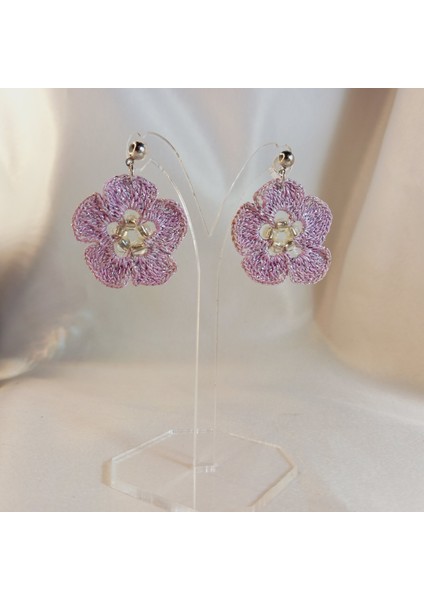 El Örgüsü Çiçek Küpe | Yazlık Moda, Bohem Stil, El Yapımı Takı Modelleri | Kadın El Yapımı Çiçek Küpe | Yaz, Plaj, Bahar Kombinlerine Uygun Tasarım | Hafif Antialerjik El Yapımı Küpe