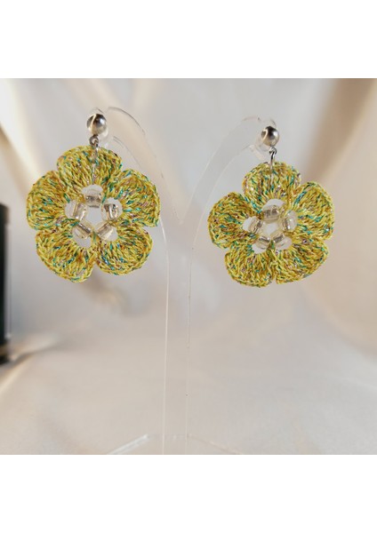 Bohem Tarz Çiçek Küpe | El Yapımı, Hafif, Zarif ve Antialerjik Tasarım | El Emeği Ipli Örgü Çiçek Küpe | Yaz Modası Takı Trendleri | Kadın Yazlık Küpe | Yazlık ve Baharlık Moda Takı modelleri