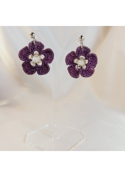 El Yapımı Örgü Çiçek Küpe | Bohem ve Vintage Stil Kadın Takı Modelleri | El Yapımı Örgü Çiçek Küpe | Yazlık, Hafif, Antialerjik Kadın Küpe Modelleri | Günlük ve Özel Günler Için Küpe