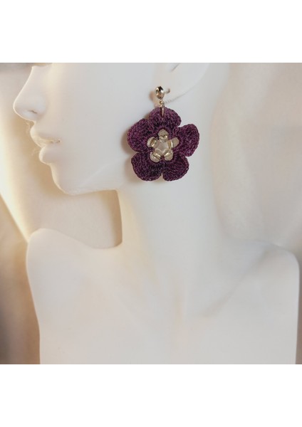 El Yapımı Örgü Çiçek Küpe | Bohem ve Vintage Stil Kadın Takı Modelleri | El Yapımı Örgü Çiçek Küpe | Yazlık, Hafif, Antialerjik Kadın Küpe Modelleri | Günlük ve Özel Günler Için Küpe fırsatları