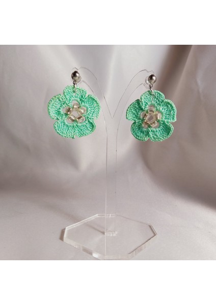 Antialerjik Hafif Örgü Çiçek Küpe | El Emeği, Zarif Yazlık Küpe Tasarımı | El Örgüsü Çiçek Küpe | Yazlık Moda, Bohem Stil, El Yapımı Takı Modelleri | Sevgiliye ve Arkadaşa Hediye Küpe