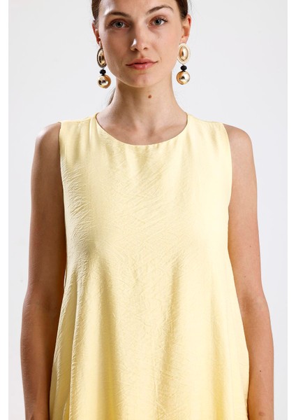 Sıfır Kol Balon Etekli Elbise - Sarı fiyatları