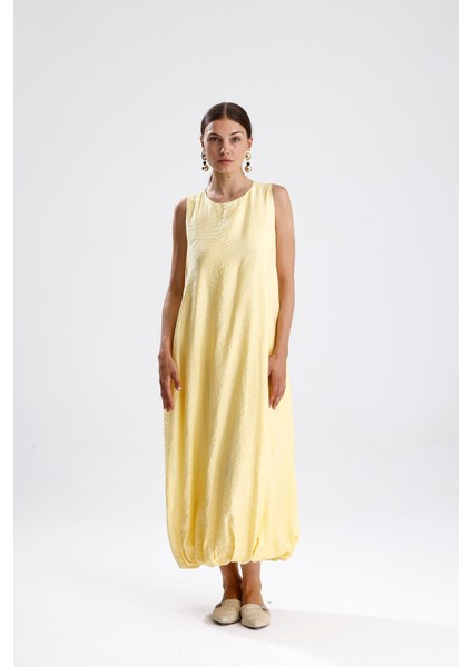 Sıfır Kol Balon Etekli Elbise - Sarı fırsatları