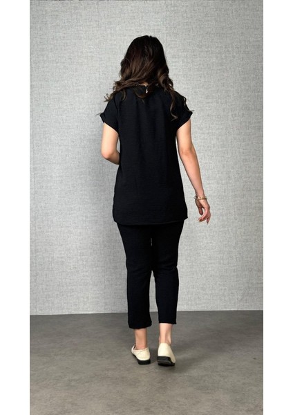 Kadın Kısa Kollu Yuvarlak Yaka Aerobin Bluz ve Pantolon Ikili Takım modelleri