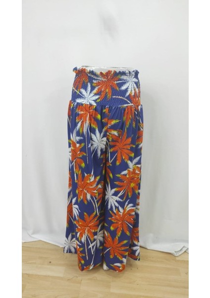 Kadın Yüksek Bel Lastikli Desenli Süprem Pantolon