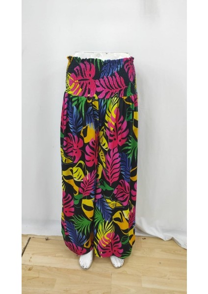 Kadın Yüksek Bel Lastikli Desenli Süprem Pantolon fırsatları