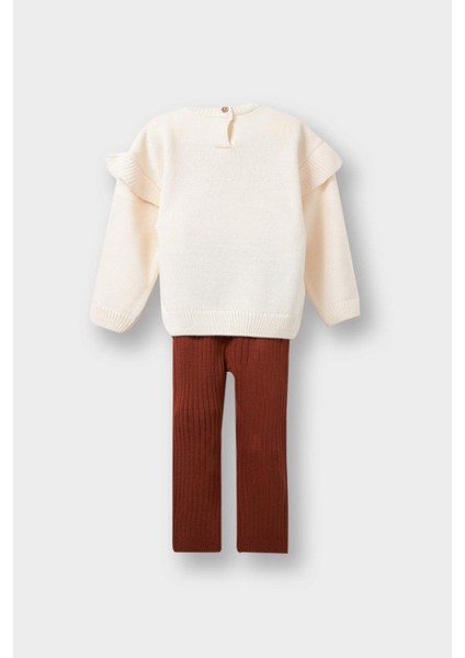 Kız Bebek 2'li Takım Çiçekli Desenli Sweatshirt Tayt F2661A525WN fırsatları