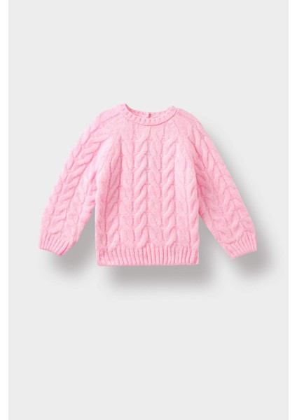 Kız Bebek Bisiklet Yaka Saç Örgülü Triko Kazak D0354A525AU