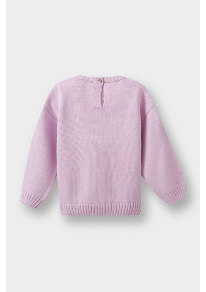 Kız Bebek Bisiklet Yaka Kalp Desenli Triko Kazak C8089A525AU modelleri