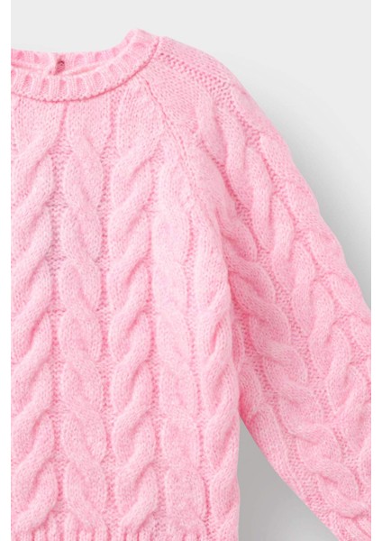 Kız Bebek Bisiklet Yaka Saç Örgülü Triko Kazak D0354A525AU fiyatları