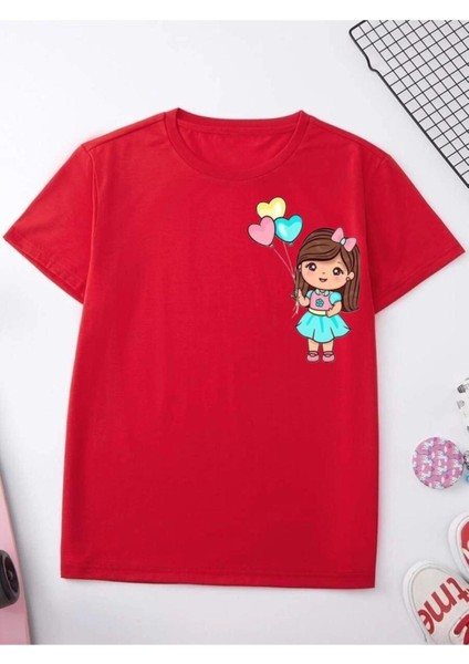 Balonlu Kız Baskılı Çocuk Tshirt