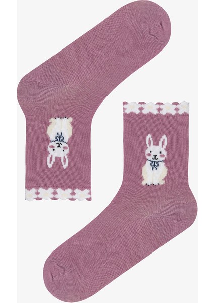 Çok Renkli Kız Çocuk Rabbit Tavşan Desenli 3'lü Soket Çorap modelleri