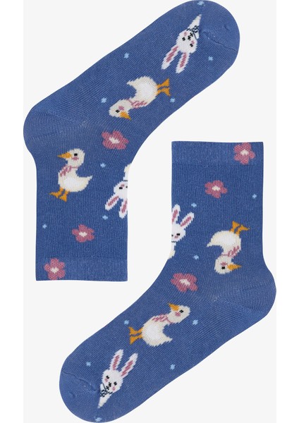 Çok Renkli Kız Çocuk Rabbit Tavşan Desenli 3'lü Soket Çorap fırsatları
