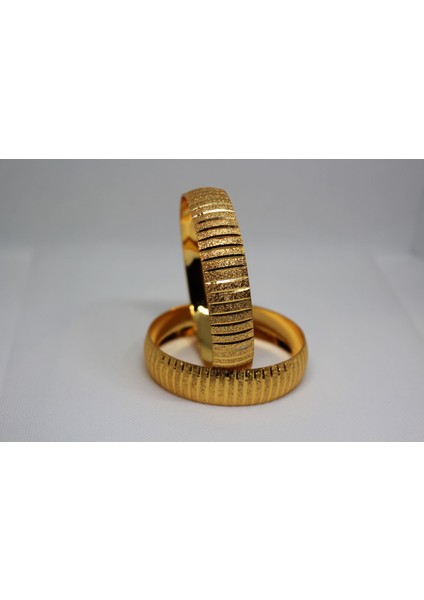 çizgi desenli 1.5 cm altın bilezik