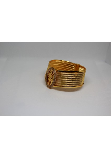 osmanlı tuğralı oval taşlı kelepçe bilezik altın