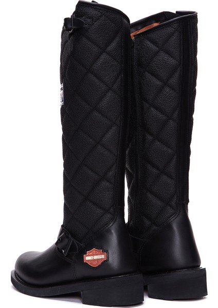 Kadın Siyah Laconia Hi Fermuarlı Deri Çizme 025G100074