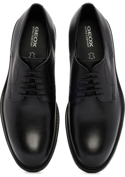 Erkek Siyah Walk Pleasure Bağcıklı Deri Klasik Ayakkabı U45CGB00043C9999