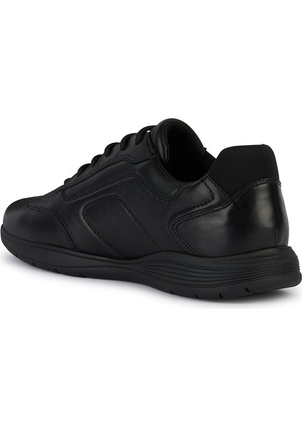 Erkek Siyah Spherica Ec2 Bağcıklı Deri Sneaker U45BXD000LMC9999