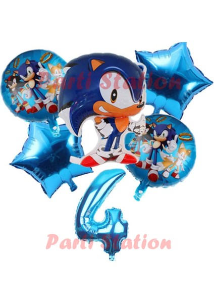 Tilki Sonic Konsept 8 Yaş Balon Set Sonic Doğum Günü Konsepti Balon Set