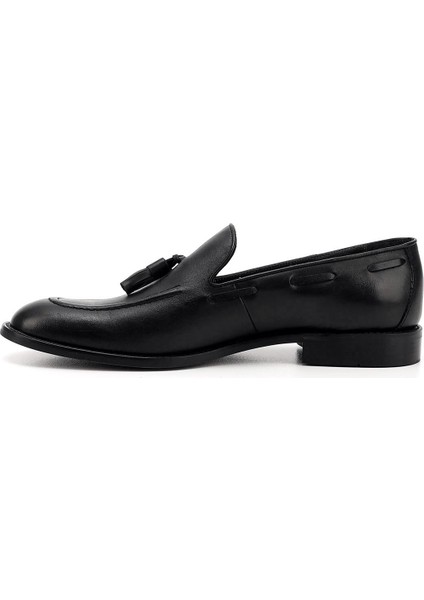 Erkek Siyah Püsküllü Hakiki Deri Ayakkabı modelleri