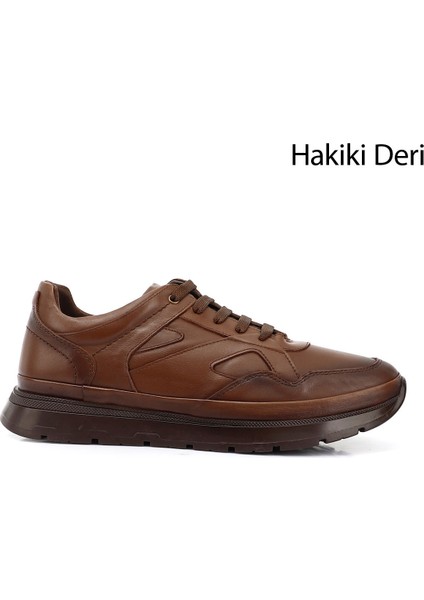 Erkek Taba Bağcıklı Hakiki Deri Comfort Sneaker