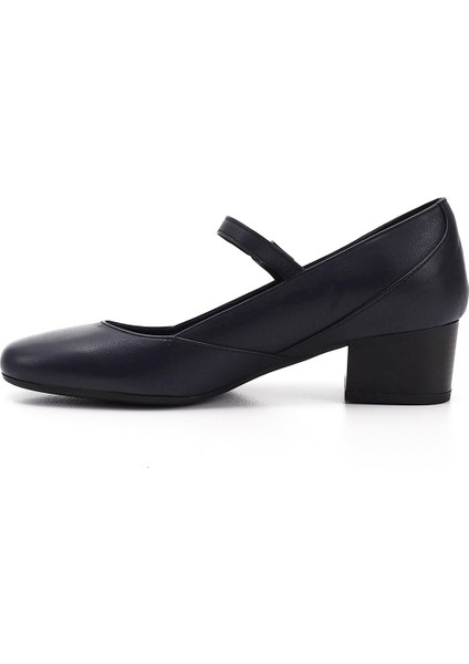 Kadın Antik Lacivert Kısa Kalın Topuklu Mary Jane Hakiki Deri Ayakkabı fırsatları