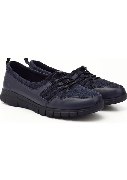 Kadın Lacivert Dolgu Taban Hakiki Deri Comfort Ayakkabı fiyatları