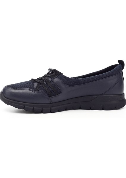 Kadın Lacivert Dolgu Taban Hakiki Deri Comfort Ayakkabı modelleri