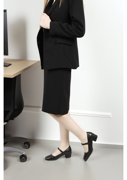 Kadın Siyah Kısa Kalın Topuklu Mary Jane Hakiki Deri Ayakkabı fiyatları