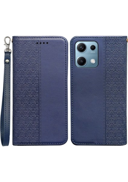 Xiaomi Redmi Note 14S 4g Cüzdan Telefon Kılıfı Güçlü Manyetik Kareli Desen Baskılı Deri Kapak (Yurt Dışından)