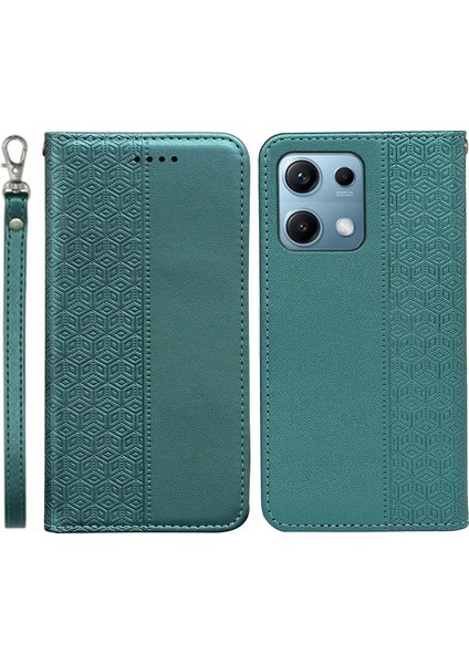 Xiaomi Redmi Note 14S 4g Cüzdan Telefon Kılıfı Güçlü Manyetik Kareli Desen Baskılı Deri Kapak (Yurt Dışından)