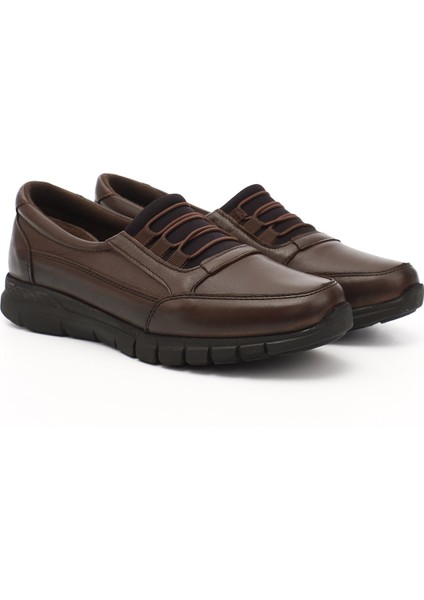 Kadın Kahverengi Dolgu Taban Hakiki Deri Comfort Ayakkabı fiyatları