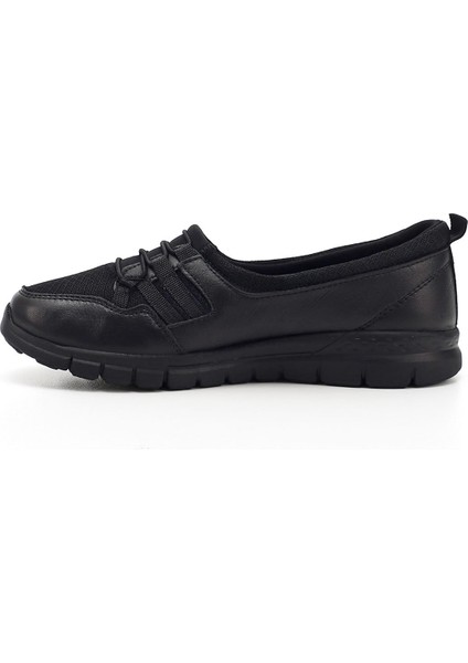 Kadın Siyah Dolgu Taban Hakiki Deri Comfort Ayakkabı modelleri
