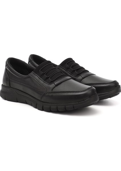 Kadın Siyah Dolgu Taban Hakiki Deri Comfort Ayakkabı fiyatları