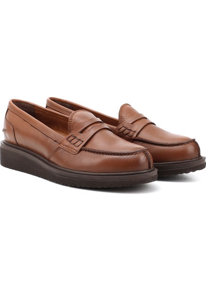 Kadın Taba Antik Dolgu Taban Hakiki Deri Loafer Ayakkabı fiyatları