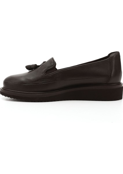 Kadın Kahve Antik Dolgu Taban Püsküllü Hakiki Deri Ayakkabı fırsatları