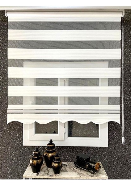 Beyaz Dar Plise Zebra Stor Perde Altı Etekli fiyatları