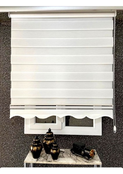 Beyaz Dar Plise Zebra Stor Perde Altı Etekli fiyatları