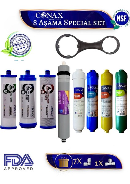 Gold Special 8 Aşamalı (ORJİNAL YENİ SERİ) Full Filtre Seti Benc Membranl