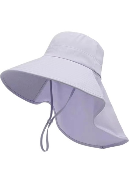 Kadınlar Için Yeni Güneş Şapkası Açık Havada Ultraviyole Işınlarına Karşı Geniş Kenarlı Güneş Şapkası Boyun Koruma Şal Entegre (Yurt Dışından)
