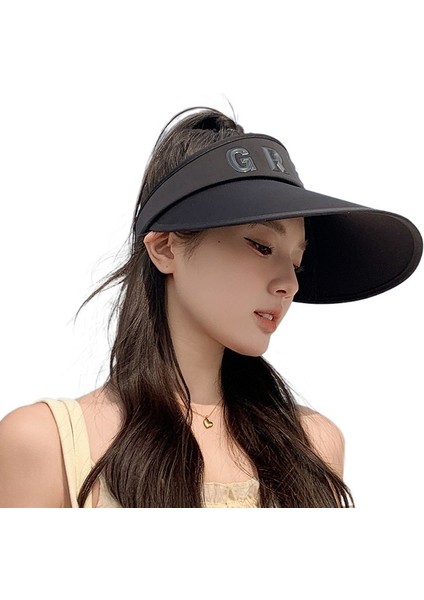 Kadınlar Için Büyük Siperlikli, Uv Korumalı, Yazlık Yeni Içi Boş Üst Güneş Şapkası Buz Ipek Açık Hava Bisiklet Yüz Örtüsü Güneş Şapkası (Yurt Dışından)