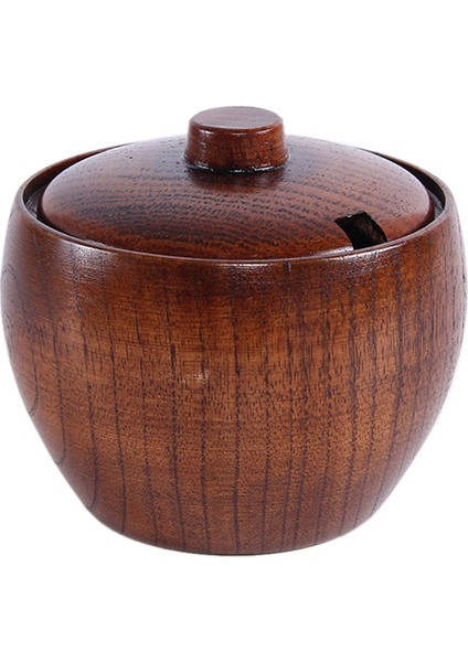 Masif Ahşap Baharat Kavanoz Şeker Kase Tuzlu Biber Baharat Kutusu Japon Tarzı ve Kapak Mutfak Aleti (Yurt Dışından)