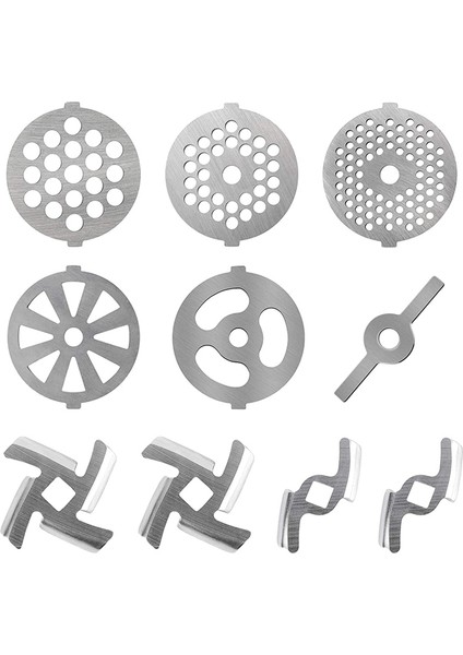 10PCS Et Öğütücü Bıçakları Seti, Paslanmaz Çelik Eti Öğütücü Plaka Diskleri Sosis Doldurucu Yüzük Yemek Taşlama Bıçakları (Yurt Dışından)