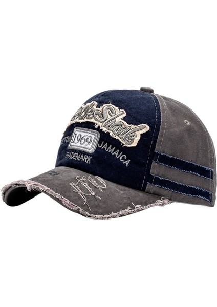 Yeni Stil Beyzbol Şapkası Yumuşak Üst Kadın Büyük Baş Çevresi Yıkanmış Pamuk Üç Boyutlu Nakış Ördek Gagası Şapka Kavisli Siperlik Yüz Örtüsü Güneş Şapkası (Yurt Dışından)