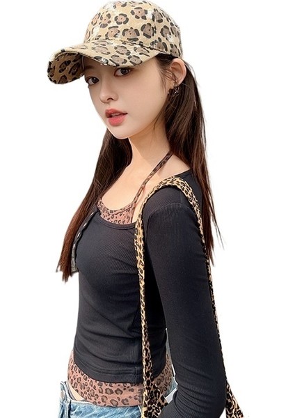 Kadınlar Için Leopar Desenli Delik Fırçalanmış Beyzbol Şapkası Bahar ve Yaz Güneş Koruması Genişletilmiş Koyu Şık Kişilik Yüz Küçük Ördek Gagalı Şapka (Yurt Dışından) modelleri