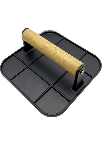 Ahşap Saplı Et Pres 6 Inç Kare Burger Pres Alüminyum Hamburger Smaster Izgara ve Izgara Pişirme Için Araç Kullanımı (Yurt Dışından)